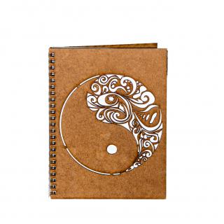 Agenda A5 personalizata din lemn Yin-Yang