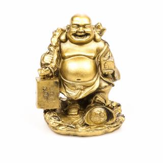 Buda, cu piciorul stang ridicat si greutati, pentru fericire si bunastare