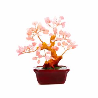 Copac Bonsai Feng Shui mare cu pietre semipretioase - Cuart roz