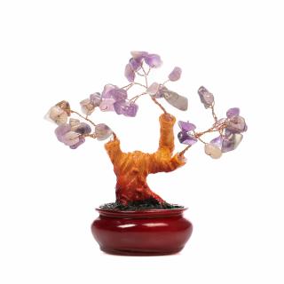 Copac Bonsai Feng Shui mediu cu pietre semipretioase - Ametist