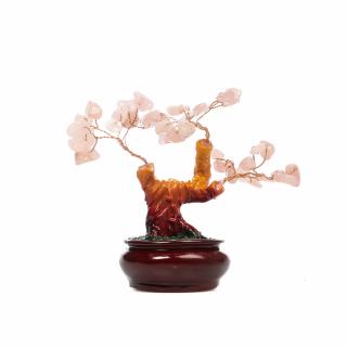 Copac Bonsai Feng Shui mediu cu pietre semipretioase - Cuart roz