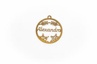 Decoratiune aurie din lemn cu nume - Alexandra