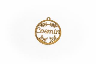 Decoratiune aurie din lemn cu nume - Cosmin