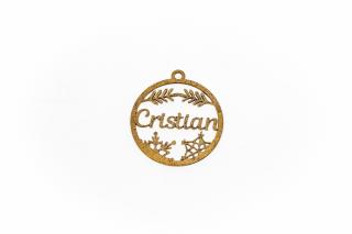 Decoratiune aurie din lemn cu nume - Cristian