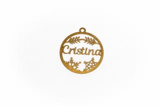 Decoratiune aurie din lemn cu nume - Cristina