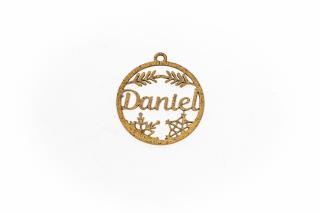 Decoratiune aurie din lemn cu nume - Daniel