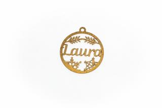 Decoratiune aurie din lemn cu nume - Laura