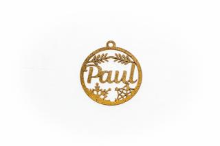 Decoratiune aurie din lemn cu nume - Paul