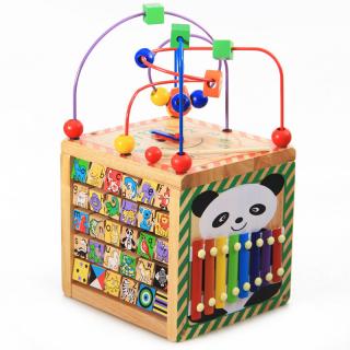 Joc educational Montessori Cub din lemn - 6 in 1