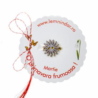 Martisor-brosa cu o floare retro in stil boem cu mai multe nuante inchise