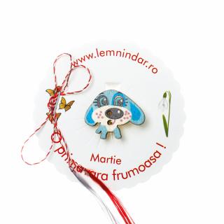 Martisor-brosa cu un catel dragut albastru