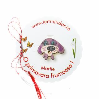 Martisor-brosa cu un catel dragut mov