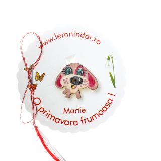 Martisor-brosa cu un catel dragut roz