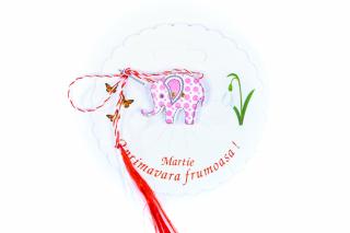 Martisor-brosa cu un elefantel roz