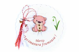 Martisor-brosa cu un ursulet roz