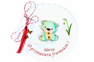 Martisor-brosa cu un ursulet turcoaz