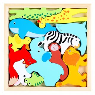 Puzzle cognitiv lemn - zoo