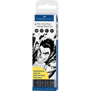 Carioci Art Pen PITT Manga Black - set Etui 4 buc [B-F-S-XS]