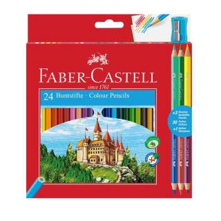 Creioane colorate Faber-Castell hexagonale / set de 24 culori ()