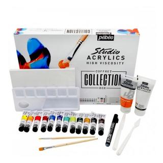 Culori acrilice Pebeo Studio Acrylics Box cu accesorii 23 piese ()