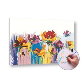 Pictura după numere FLORI COLORATE - Level Medium (set pentru)