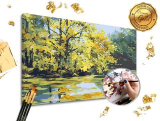 Pictura după numere PREMIUM GOLD - Lacul (set pentru pictura)