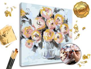 Pictura după numere PREMIUM GOLD - O surpriză florală (set)