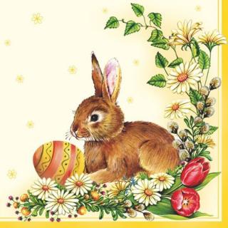 Șervețele pentru decoupage Easter Egg and Hare Yellow - 1 buc.