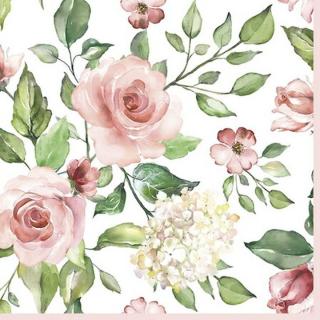 Șervețele pentru decoupage Watercolour Roses with Hydrangea - 1 buc ()