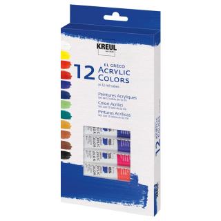 Set culori acrilice El Greco 12 x 12 ml  (culori acrilice)