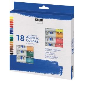 Set culori acrilice El Greco 18 x 12 ml   (culori acrilice)