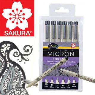 Set-Markeri SAKURA pentru desen tehnic Pigma Micron / 6 piese ()