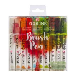 Stilouri pentru acuarelă Ecoline Brush Pen Architect | Set de 10 bucăți