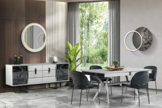 Mobila living RIVAS (cabinet + oglinda + masa + 6 scaune)