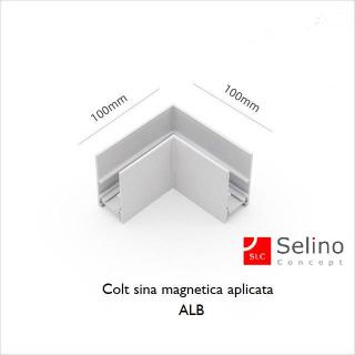Colt Aluminiu Sina magnetica spoturi aplicata Alb