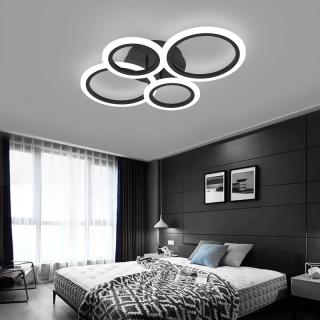 Lustra LED Circle Black 2+2 cu Telecomanda Si Aplicatie, lumina calda  neutra  rece si Intensitate reglabila