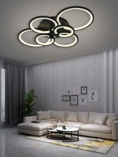 Lustra LED Circle Design Neagra, SLC, Dreptunghiulara 6 cu Telecomanda, lumina calda  rece si intensitate reglabila