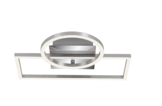 Lustra LED integrat Briloner Leuchen Frame Circle, 19.6W, 1500 lumeni, lumina calda (3000K), dimmabil in trepte cu functie de memorie, 38x31x7.5 cm, Crom Aluminiu