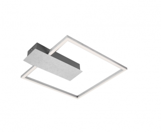 Lustra LED integrat Briloner Leuchen Nico Square, 12W, 1400 lumeni, lumina calda (3000K), dimmabil in trepte cu functie de memorie, 37.5x32.x4cm, Argintiu