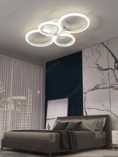 Lustra LED integrat SLC Selino Concept Rondo 2+2, 36-72W, cu aplicatie telefon, telecomanda, lumina calda neutra rece, intensitate reglabila, 56 cm, Alb