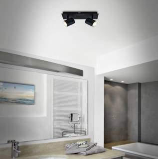 Lustra LED pentru baie Briloner Leuchen Banyo Splash, 2 socluri GU10, capete ajustabule, IP44, Negru