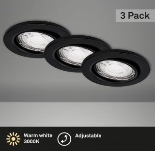 Set 3 spoturi LED Briloner  3X3.5W lumina calda 3000K 350 lumeni IP23 Negru Mat