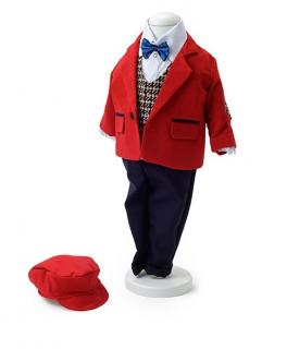 Costum de botez cu sacou rosu, TinTin Shop