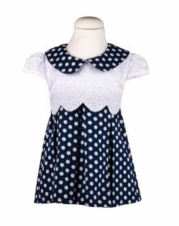 Rochie bleumarin cu buline albe, TinTin Shop