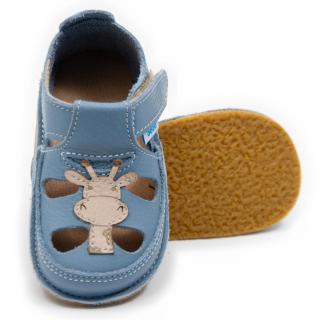 Sandale Baieti, Primii Pasi, Baby Blue cu Girafa, Dodo Shoes