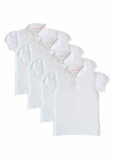 Set 4 Tricou Polo Alb Scoala, Pentru Fete, TinTin Shop