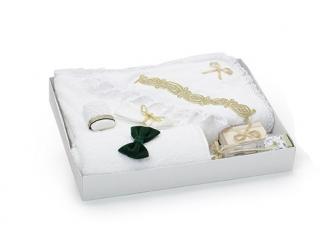 Trusou pentru botez Micul Print, cu accesorii aurii si verzi, TinTin Shop