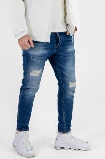 Blugi slim fit cu rupturi cusute