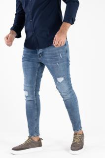 Blugi Super Skinny cu rupturi acoperite - Albastru Denim