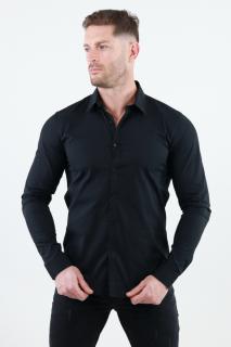 Camasa slim fit neagra guler normal